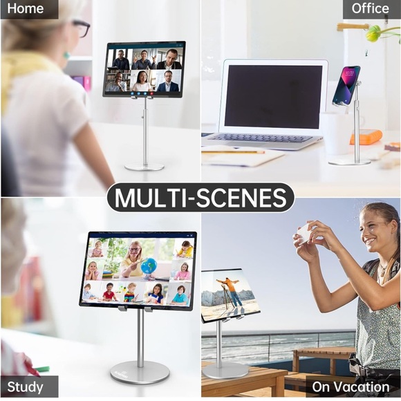 Hands free sturdy Tablet phone adjustable desktop Holder Stand - Silver - Picture 5 of 13